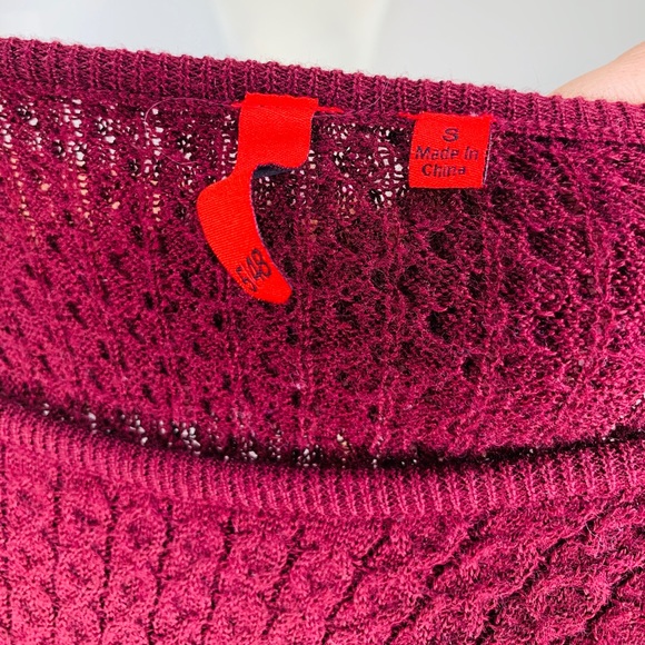 5/48 Saks Fifth Ave Skater Dress Wool Blend Maroon Wine Knit Dress NWOT Small - Picture 8 of 8